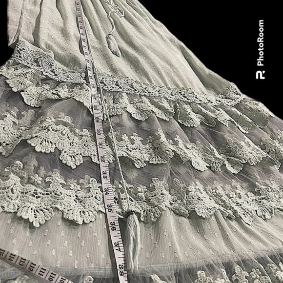 Altar’d State Lace Ruffles Romantic Dress with Tassels and Side Slits - … - Picture 12 of 13